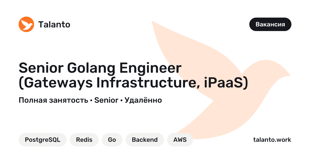 Senior Golang Engineer (MCP Gateway Infrastructure, iPaaS) — Агентство ...